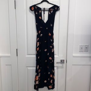 Billabong Black Maxi Dress Pink Floral Pattern Med